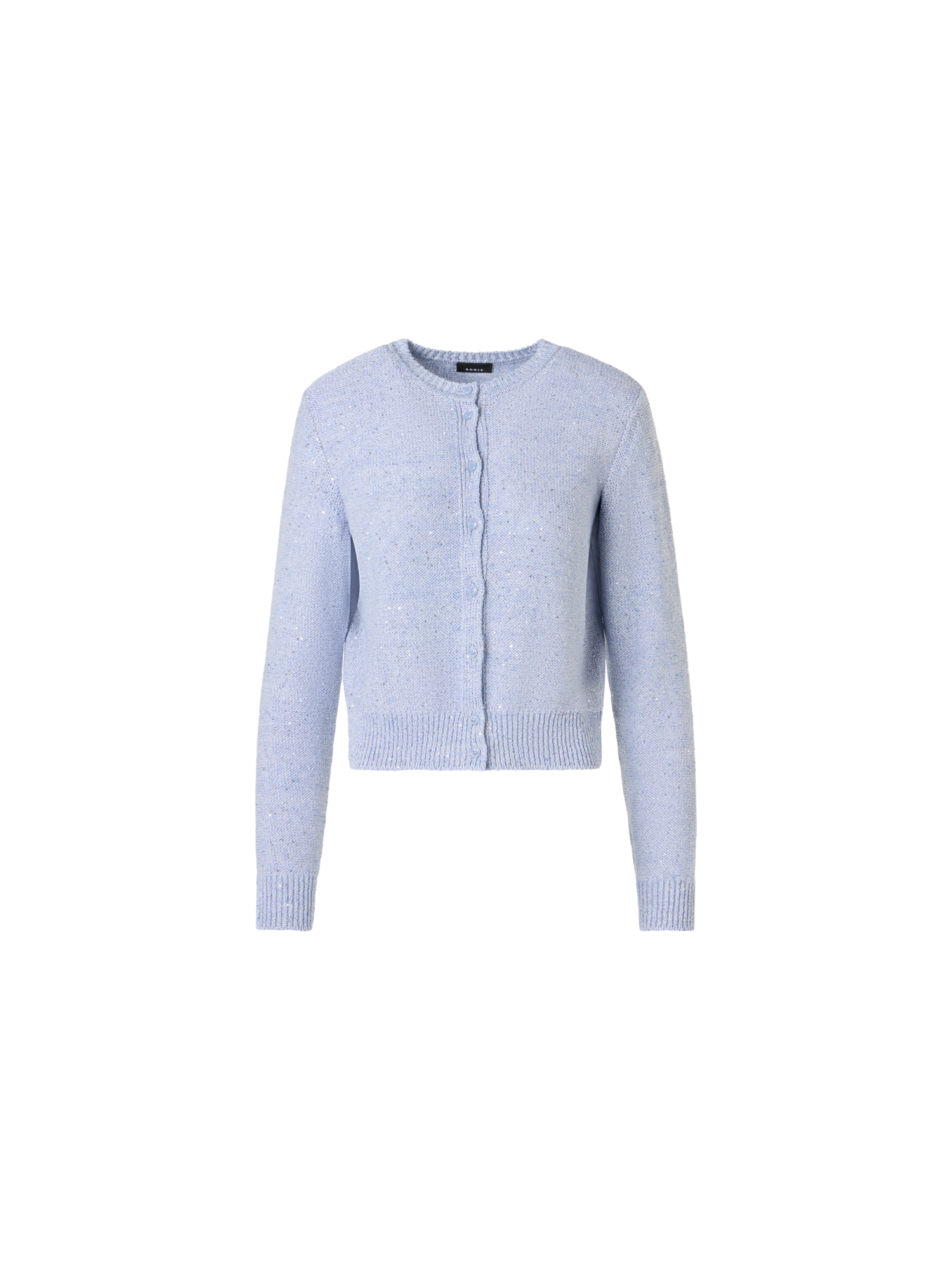 Designer Micro-Pailletten-Cardigan aus Leinen-Baumwolle - Blau