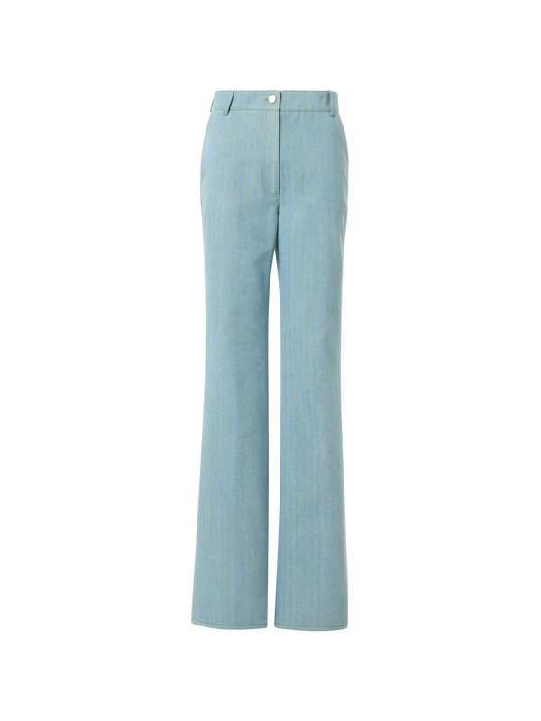 Designer Celia Bootcut-Denim-Hose mit Nadelstreifen - Blau