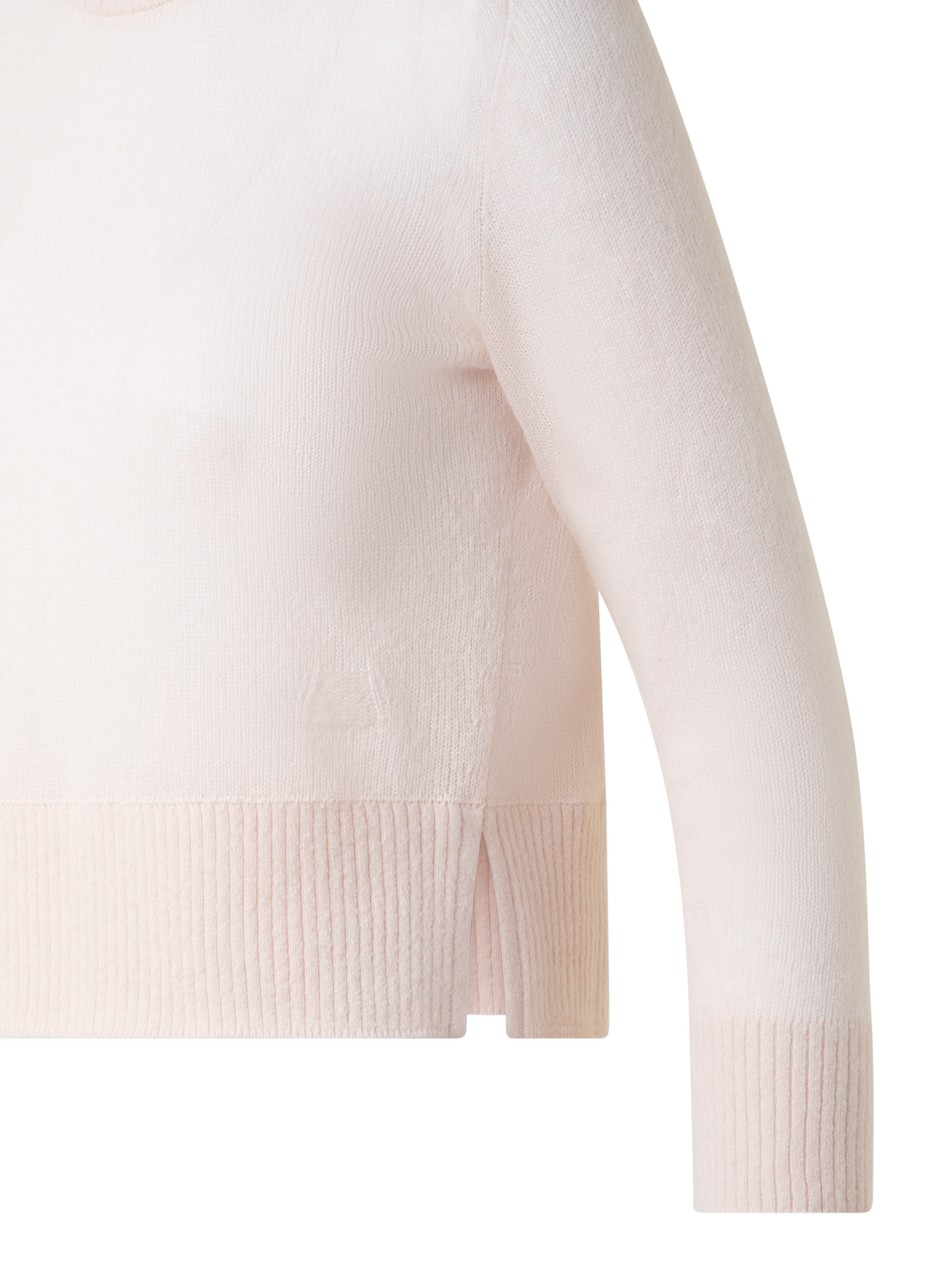 Designer Kaschmir-Seiden-Pullover mit verkürzten Ärmeln - Beige