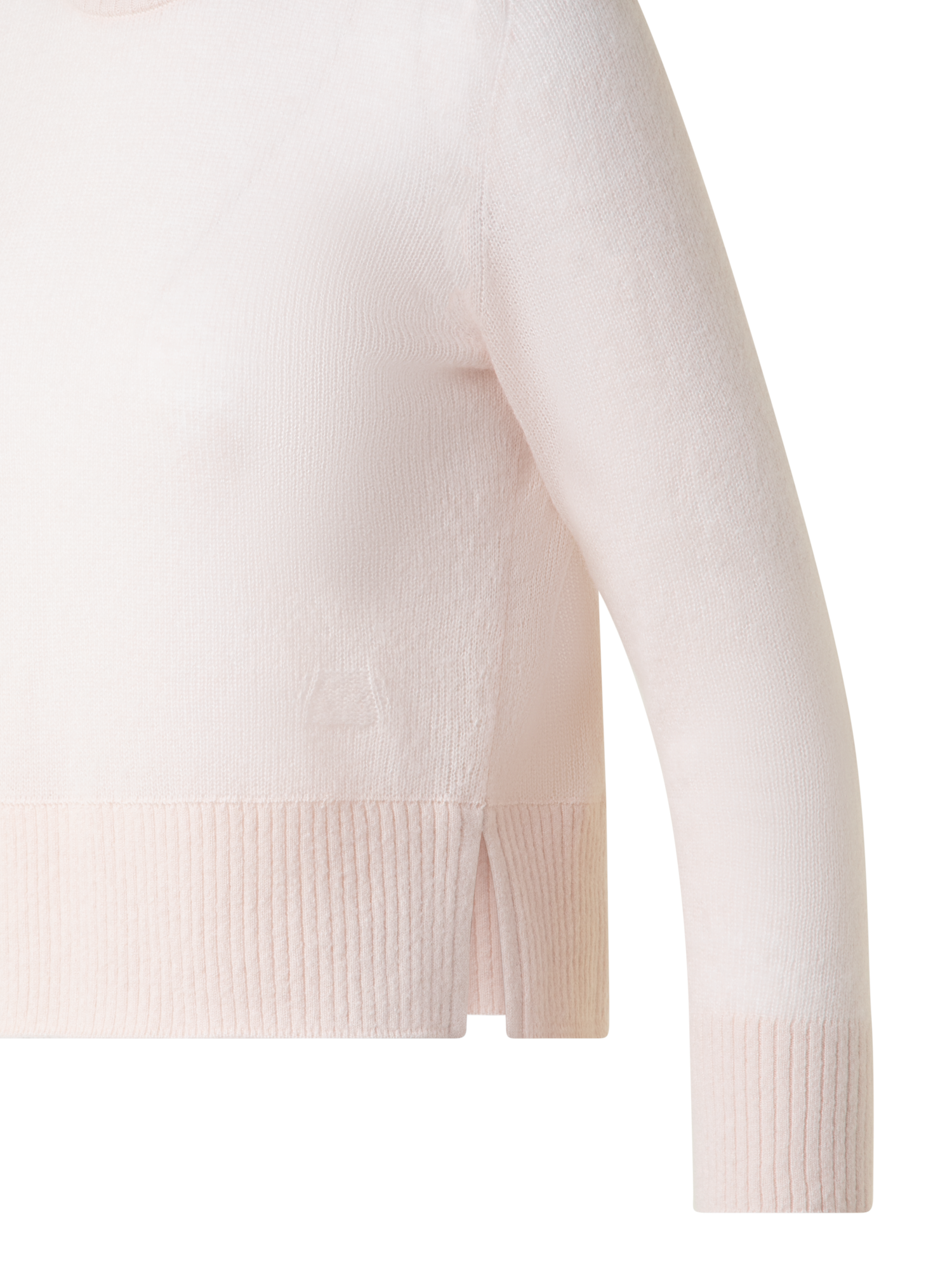 Designer Kaschmir-Seiden-Pullover mit verkürzten Ärmeln - Beige