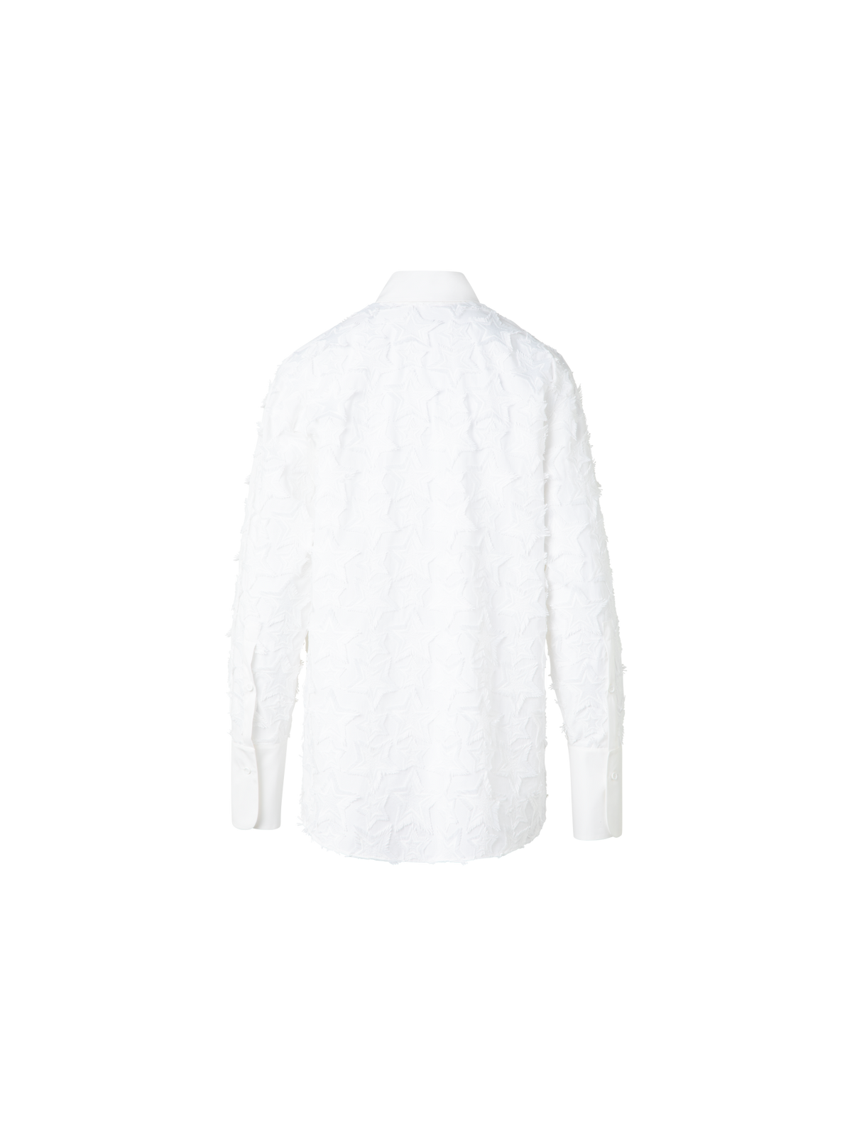 Designer Bluse aus Baumwolle mit 3D-Stern-Stickerei - Ecru - Weiss