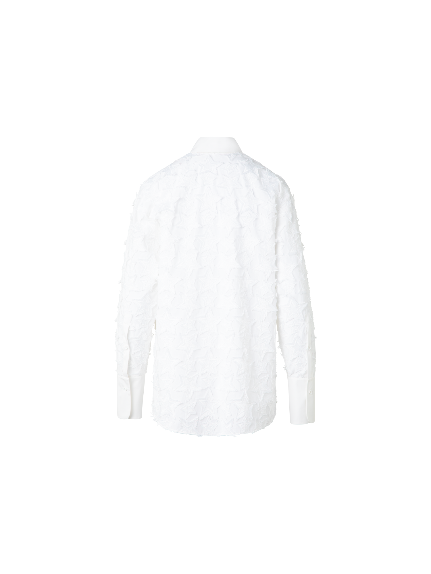 Designer Bluse aus Baumwolle mit 3D-Stern-Stickerei - Ecru - Weiss