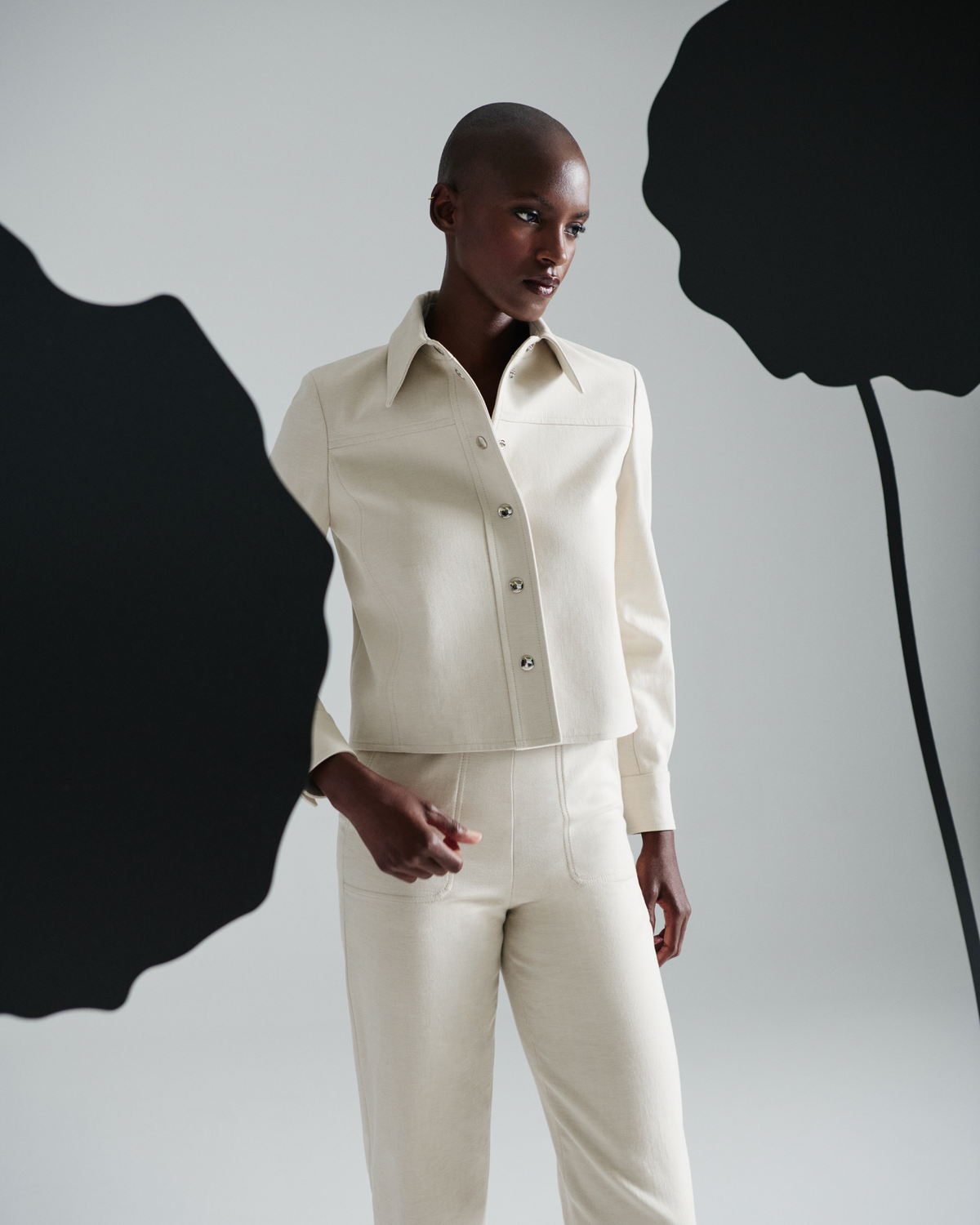 Designer Kurze Baumwoll-Denim-Jacke - Beige #editorial