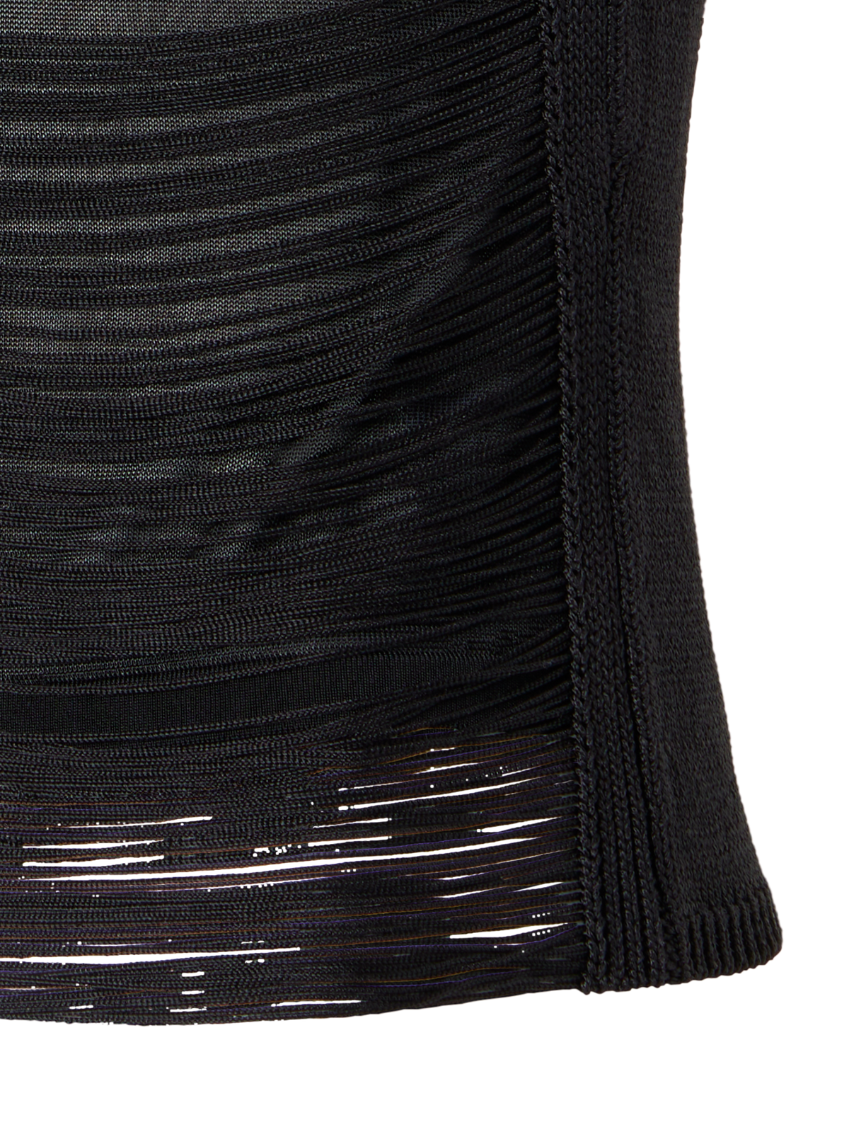 Designer Seidenstrick-Top mit Fransendrapierung - Schwarz