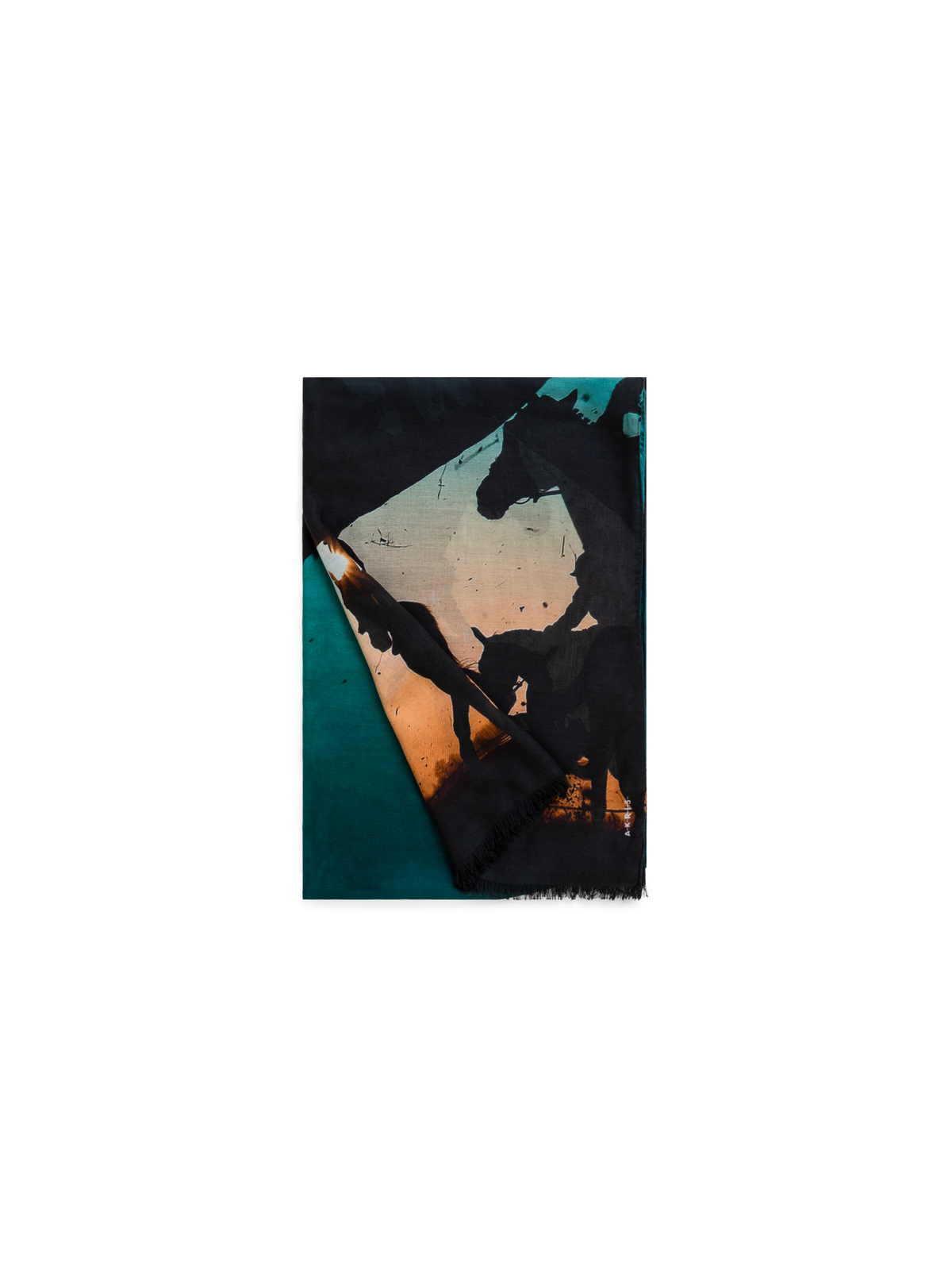 Designer Schal aus Kaschmir und Seide mit Turf-Druck - Bunt