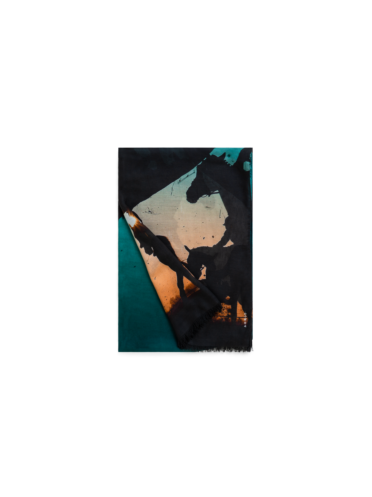 Designer Schal aus Kaschmir und Seide mit Turf-Druck - Bunt