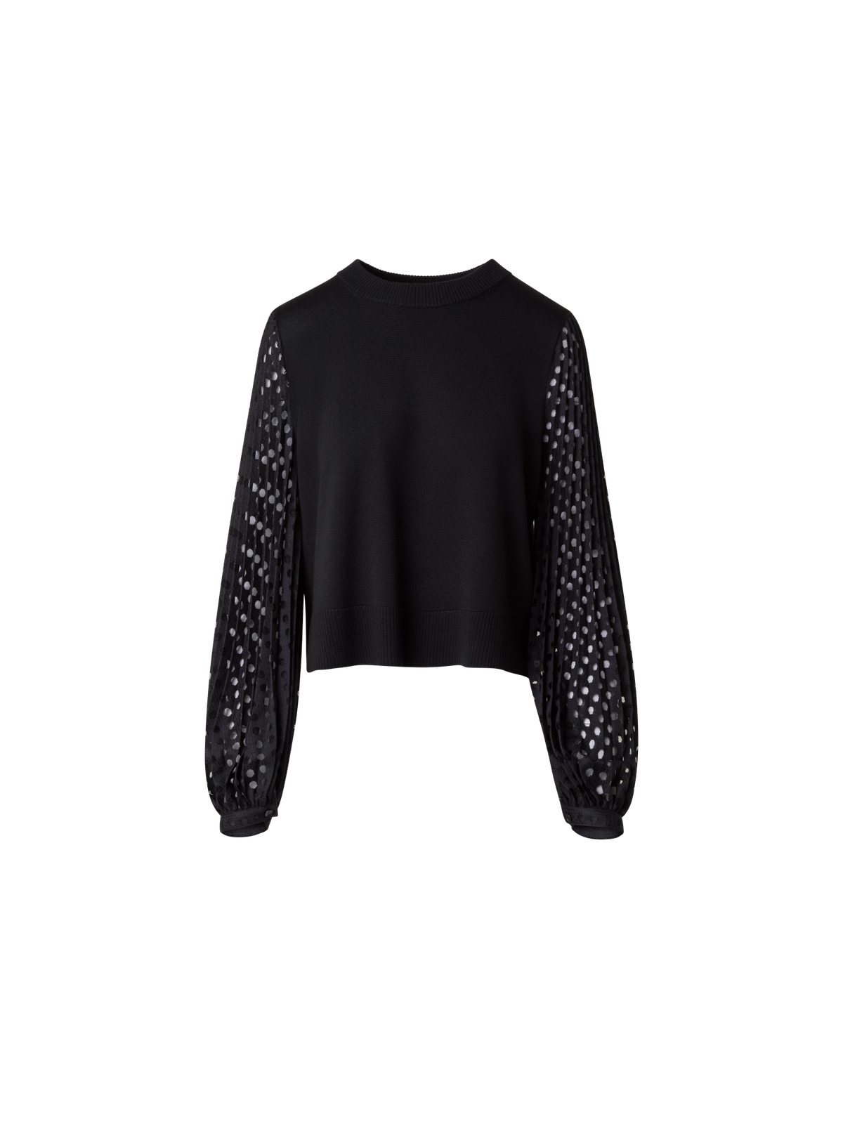 Designer Strickpullover mit halbtransparenten Ärmeln - Schwarz