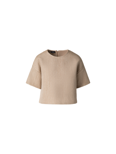 Designer Boxy-Bluse aus weichem Baumwoll-Raffia - Beige