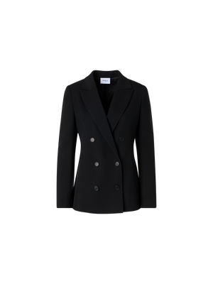 Designer Langärmelige Jacke aus Woll-Tricotine - Schwarz