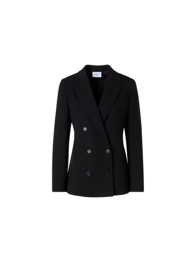Designer Langärmelige Jacke aus Woll-Tricotine - Schwarz