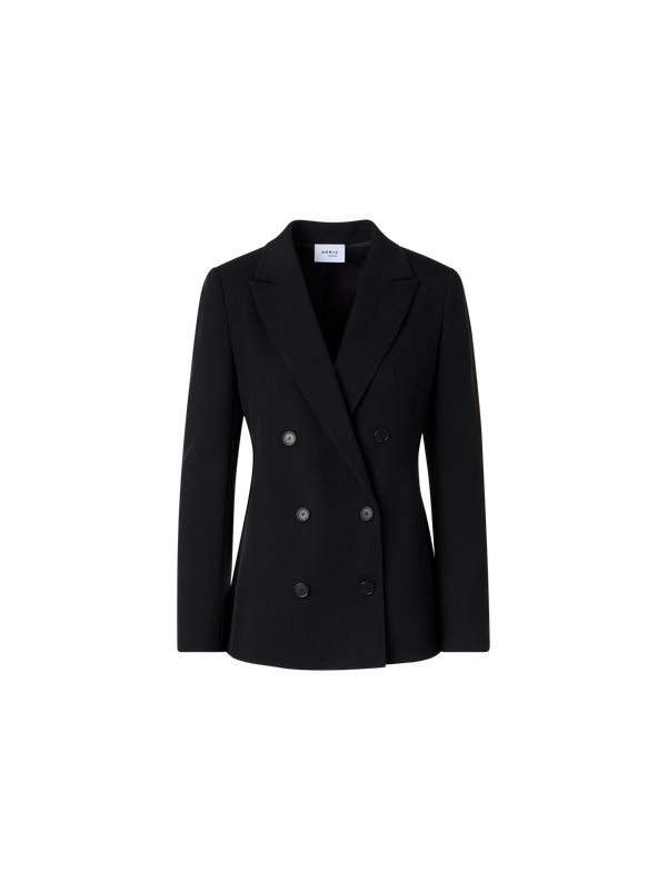 Designer Langärmelige Jacke aus Woll-Tricotine - Schwarz