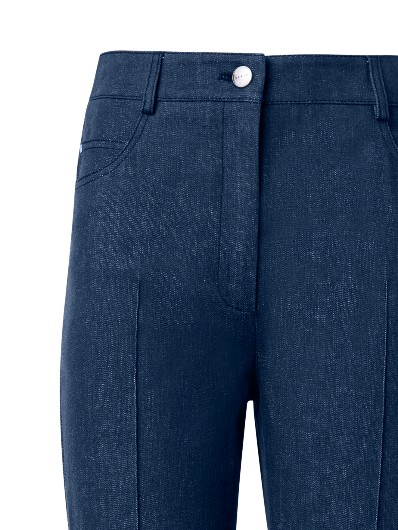 Designer Schlaghose aus Denim Stretch-Baumwolle - Dunkelblau - Blau