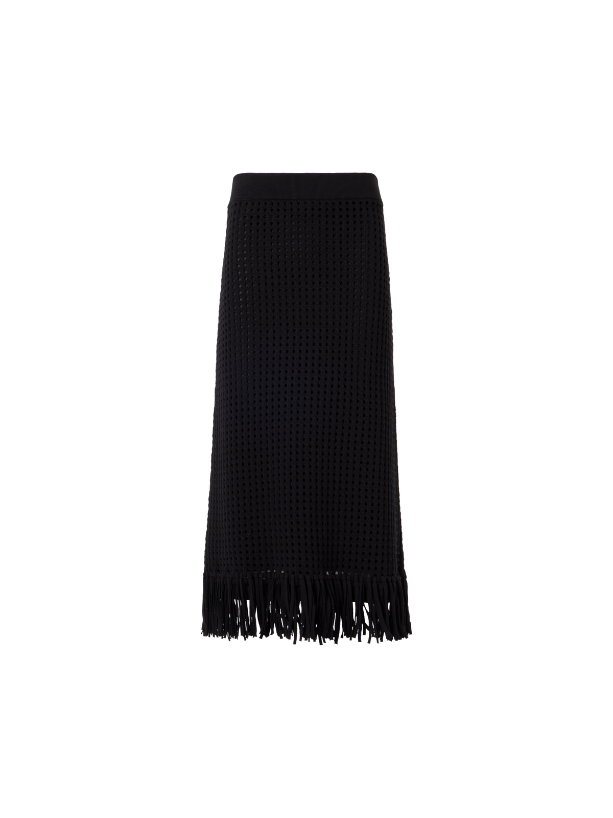 Designer Taillierter Strick-Tube-Rock aus grobem Baumwoll-Mesh - Schwarz