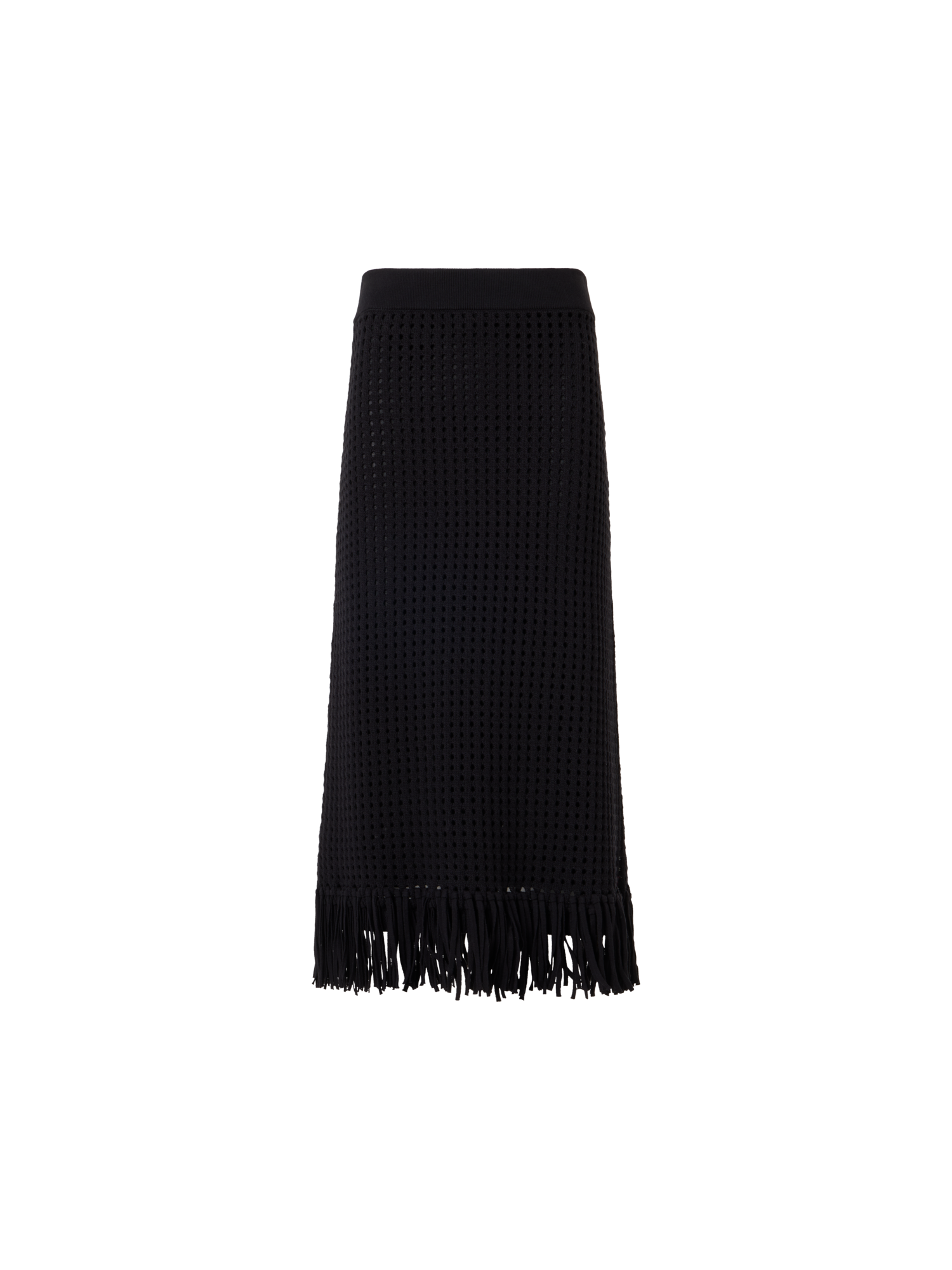 Designer Taillierter Strick-Tube-Rock aus grobem Baumwoll-Mesh - Schwarz