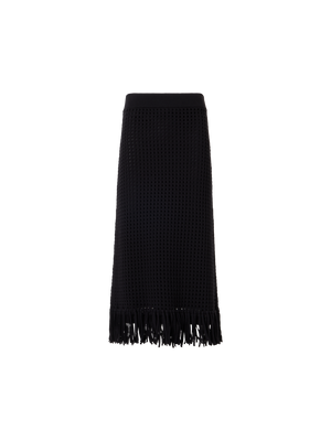Designer Taillierter Strick-Tube-Rock aus grobem Baumwoll-Mesh - Schwarz