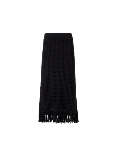 Designer Taillierter Strick-Tube-Rock aus grobem Baumwoll-Mesh - Schwarz