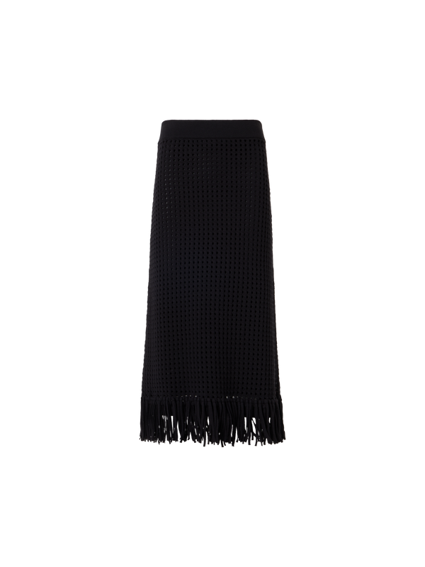 Designer Taillierter Strick-Tube-Rock aus grobem Baumwoll-Mesh - Schwarz