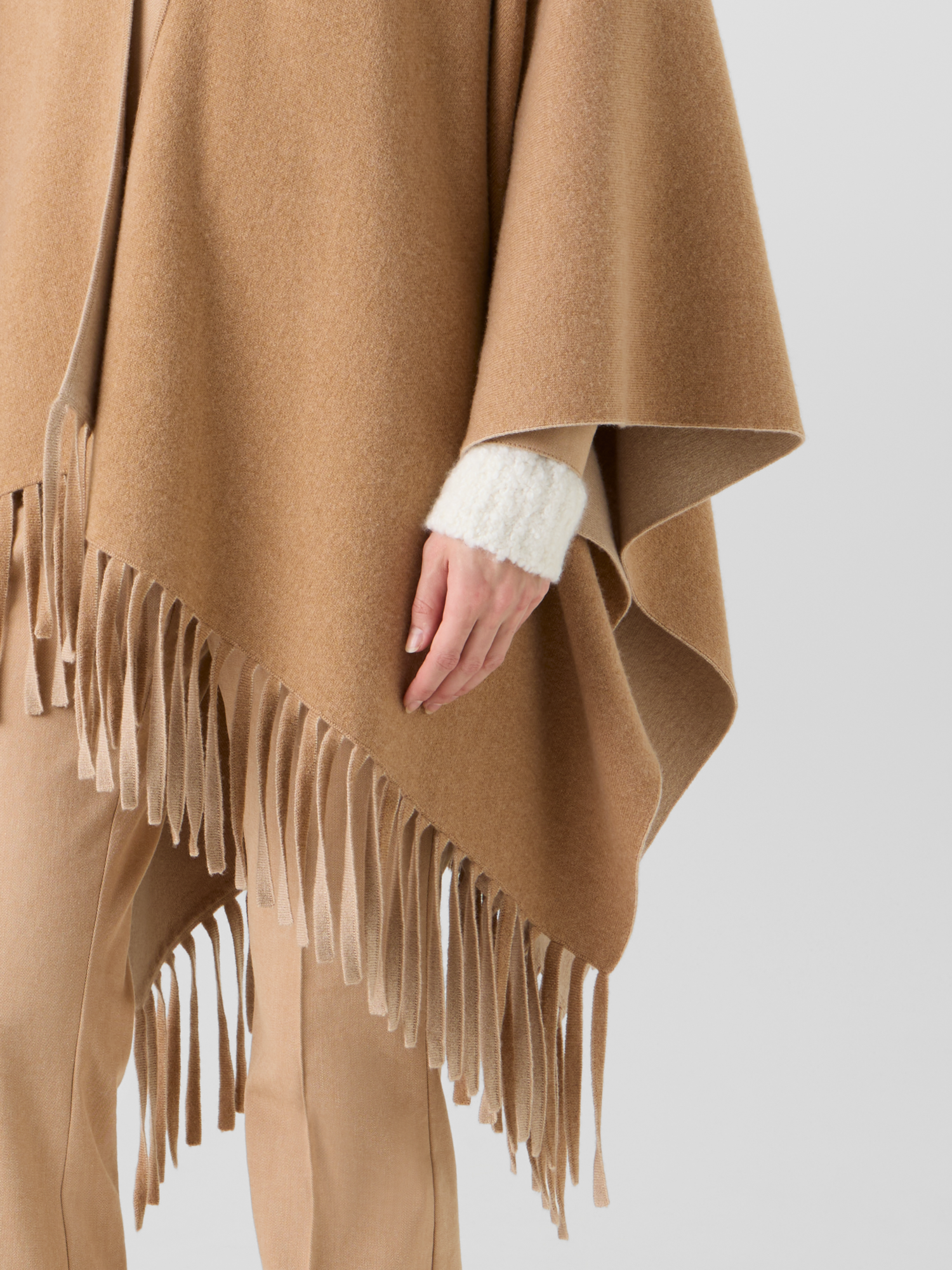 Designer Strickcape aus Kaschmir-Doubleface - Braun 