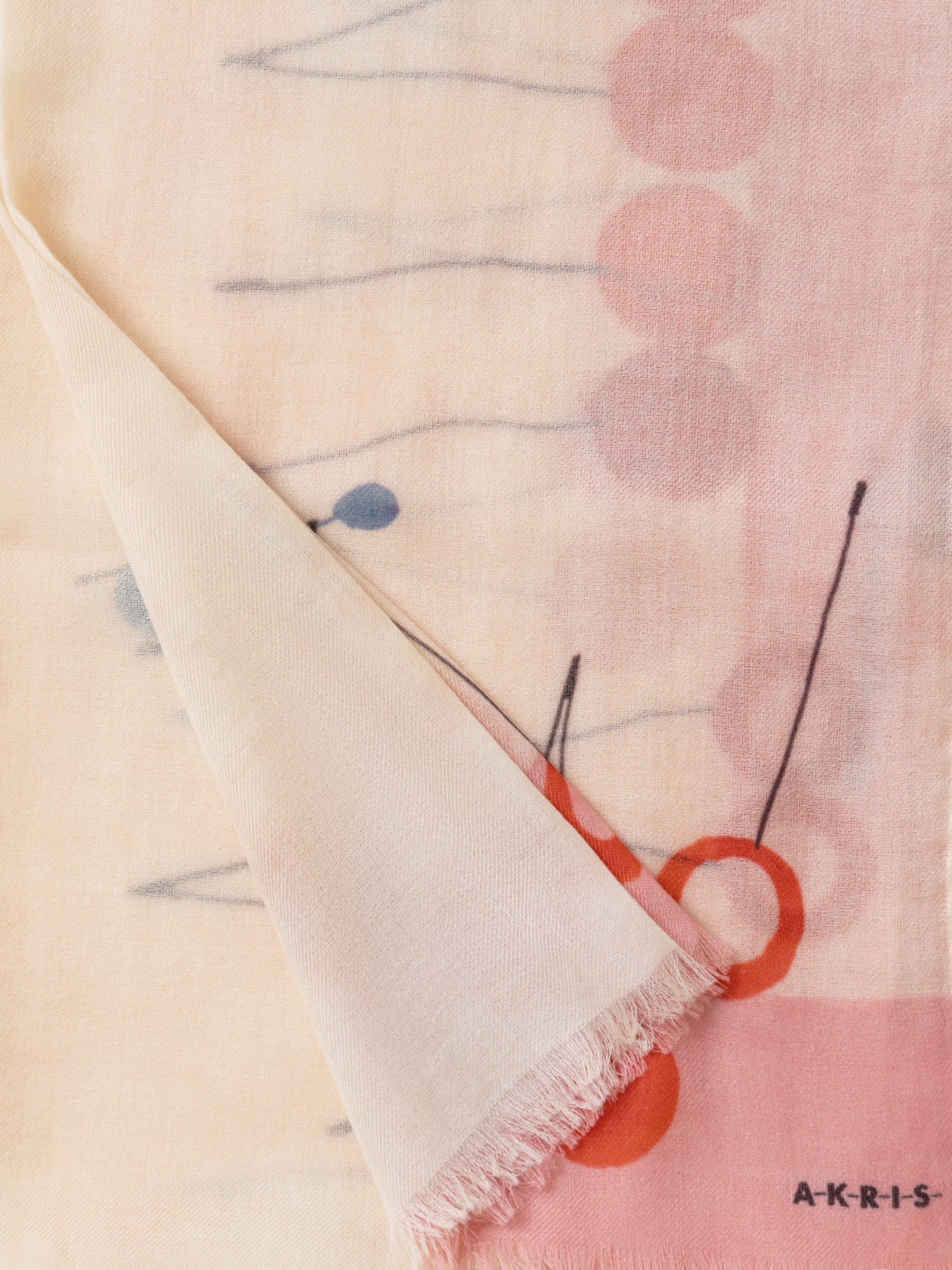 Designer Kaschmirschal mit Cherries Druck - Bunt - Rot