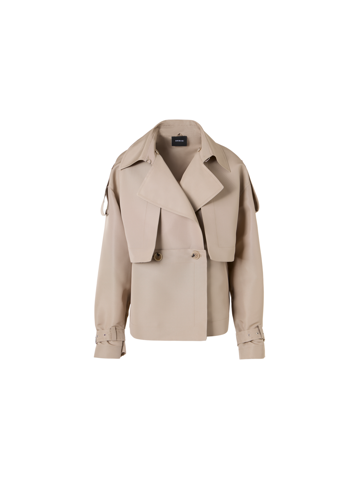 Designer Kurzer Seiden-Trenchcoat mit abnehmbarem Bolero - Beige