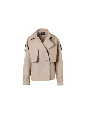 Designer Kurzer Seiden-Trenchcoat mit abnehmbarem Bolero - Beige