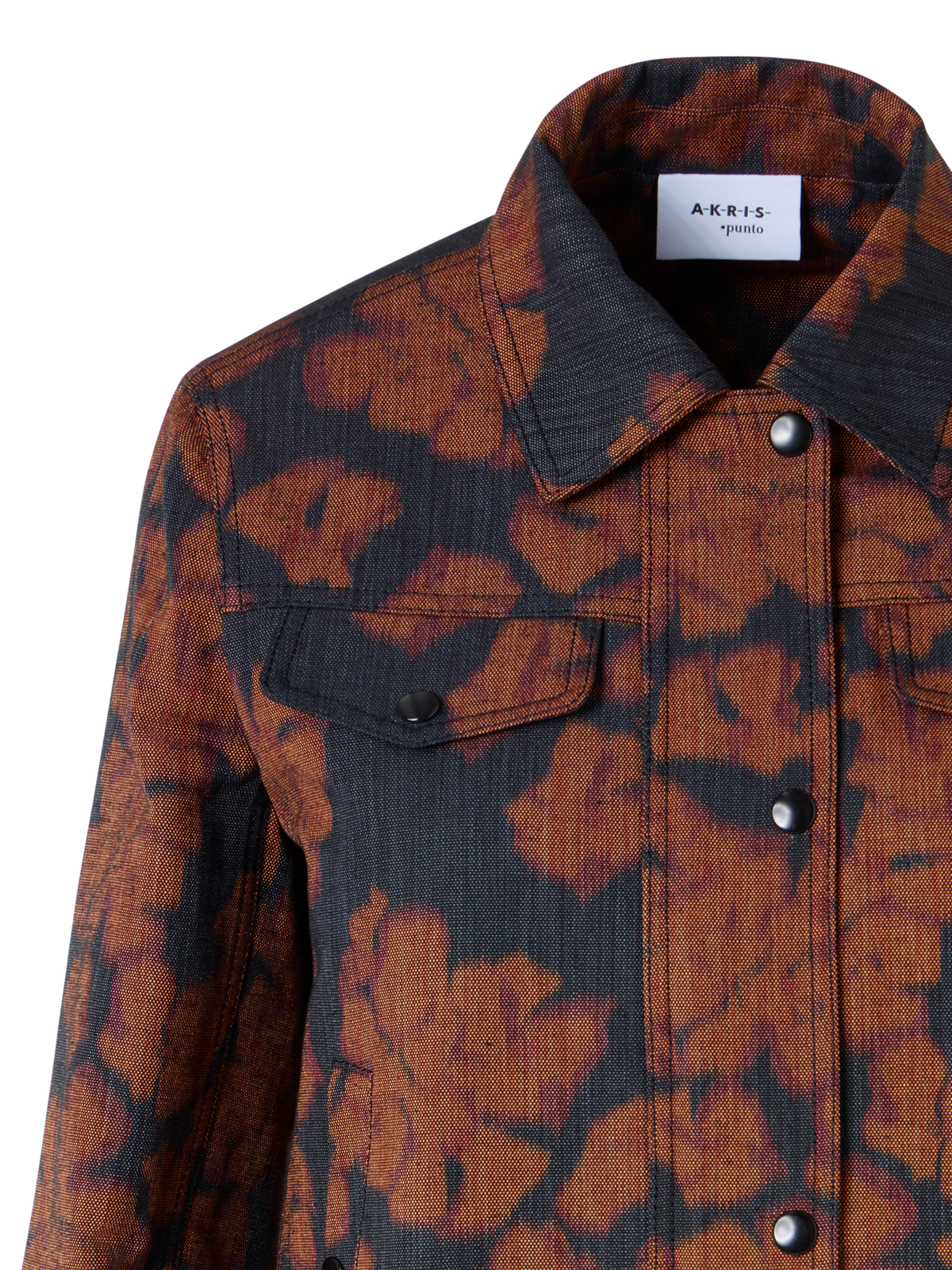 Designer Langärmelige Kurzjacke mit Ikat Flower Print - Bunt