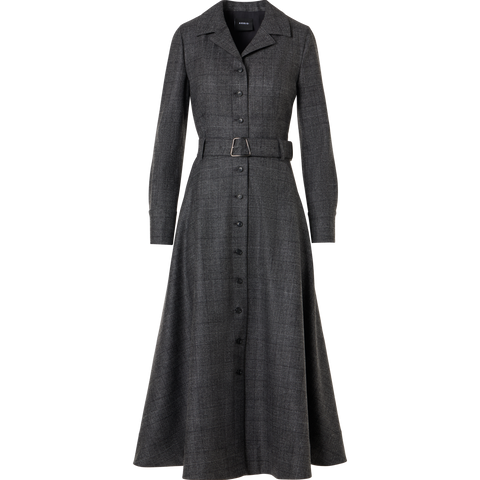Flared Midi Dress with Lapel Collar