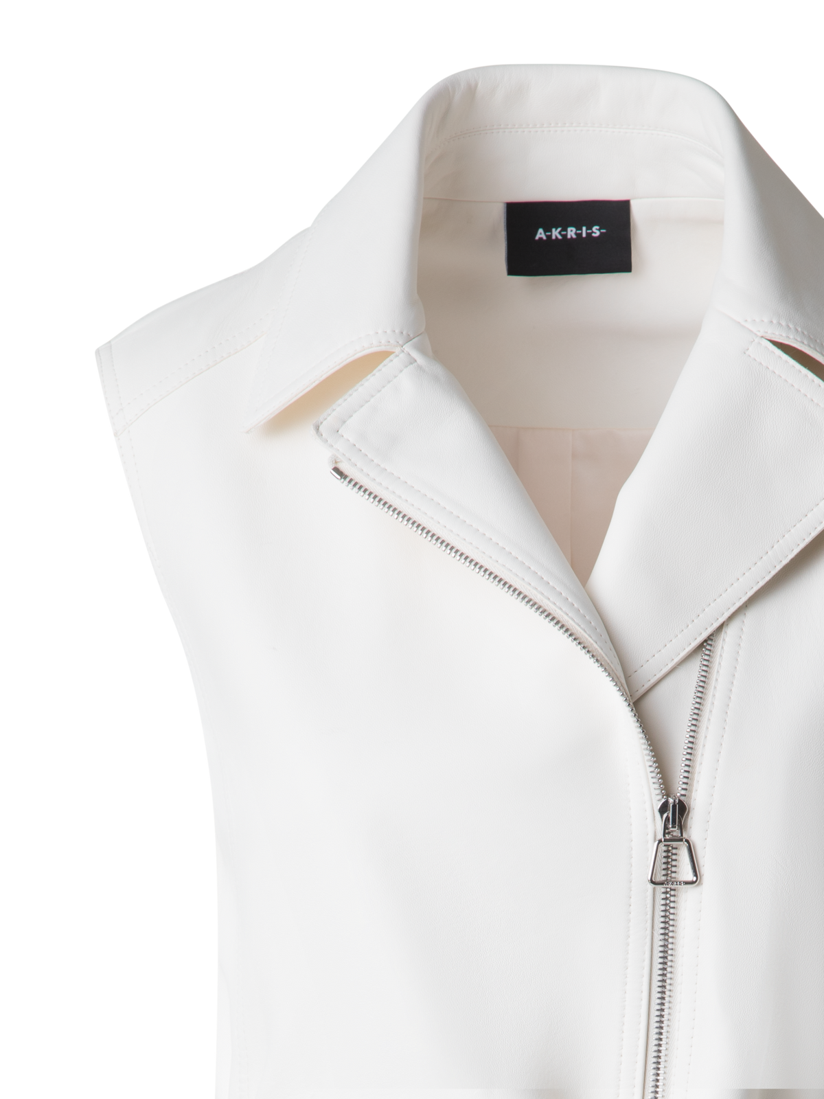 Designer Lederweste im Biker-Stil - Ecru - Weiss