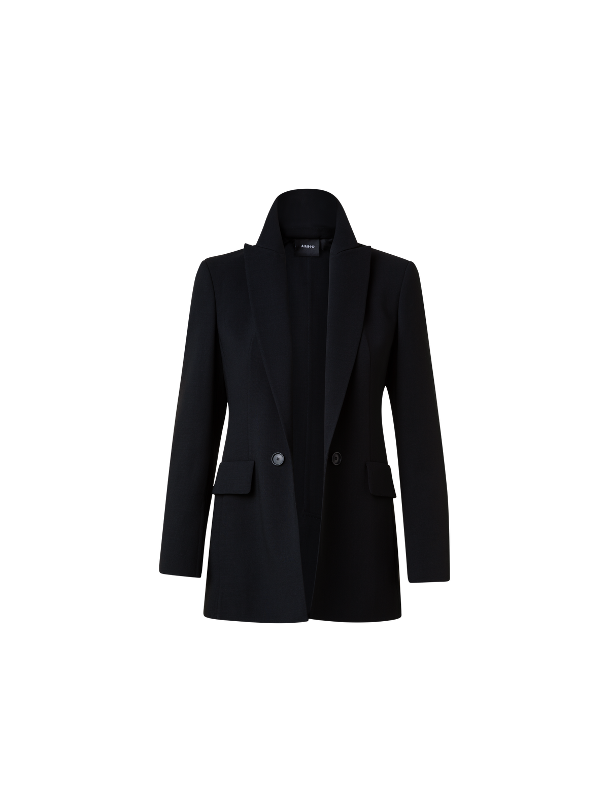 Designer Langer Blazer aus Woll-Doubleface - Schwarz