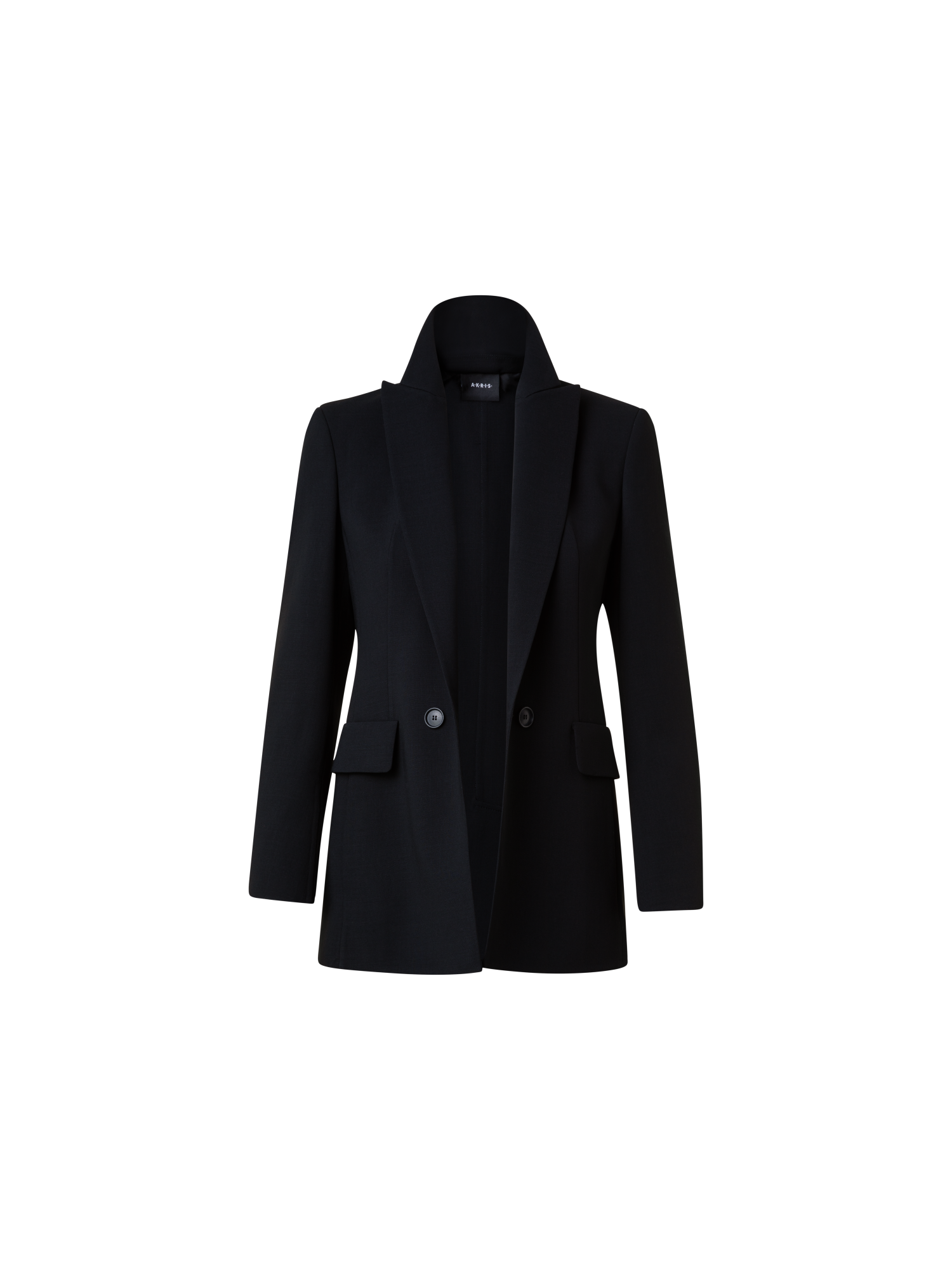 Designer Langer Blazer aus Woll-Doubleface - Schwarz