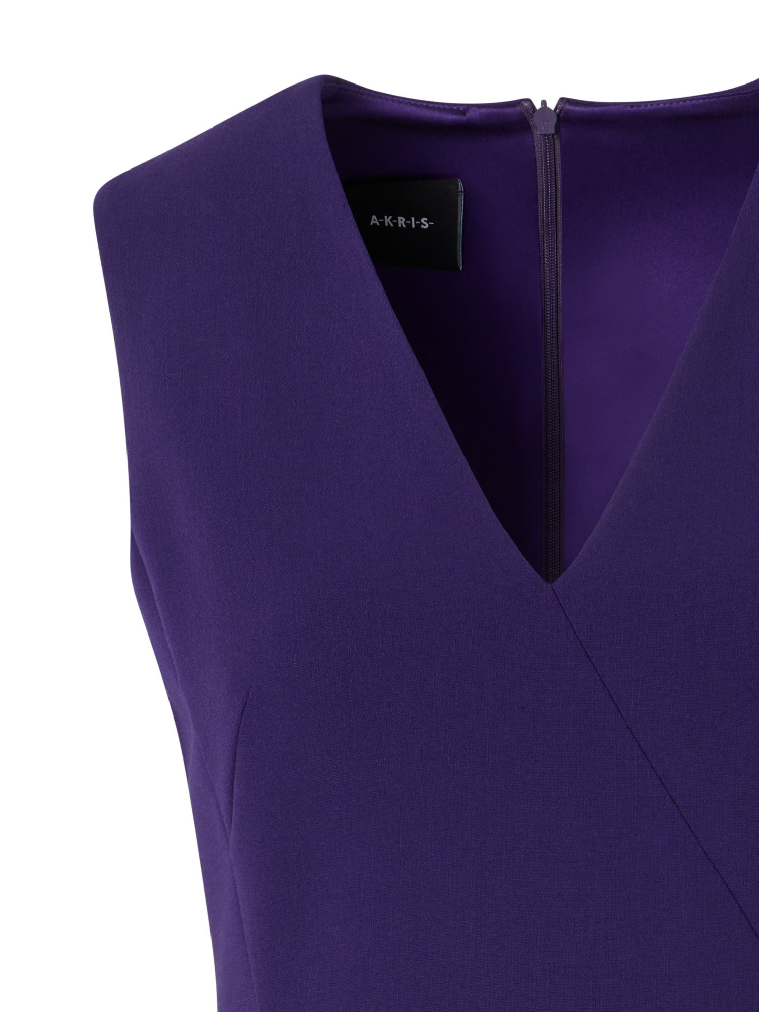 Designer Ärmelloses Shiftkleid aus Bi-Stretch-Woll-Doubleface - Violett
