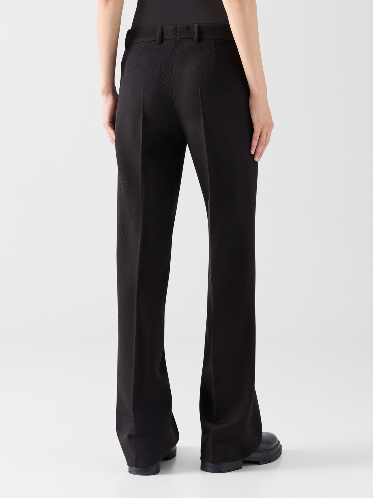 Designer Hose aus Woll-Tricotine mit Paspel vorne - Braun 