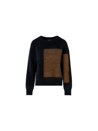 Designer Cloud Cashmere Pullover in Oro Lienzo Jacquard - Schwarz - Braun - Bunt