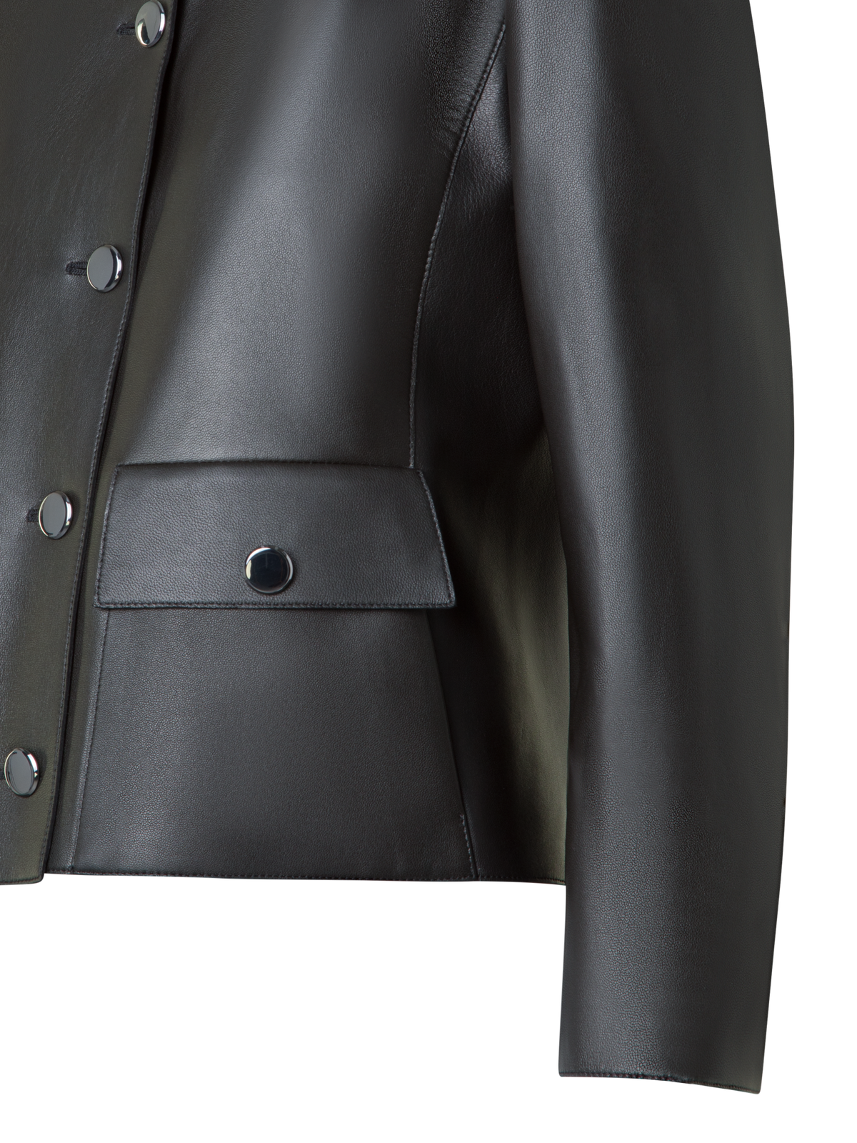 Designer Lederjacke mit verkürzten Ärmeln - Schwarz