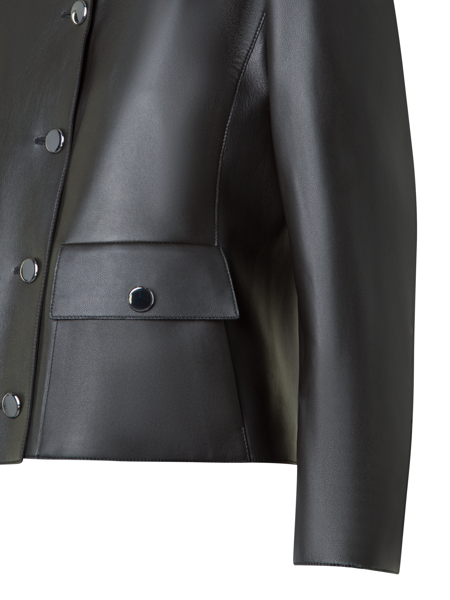 Designer Lederjacke mit verkürzten Ärmeln - Schwarz