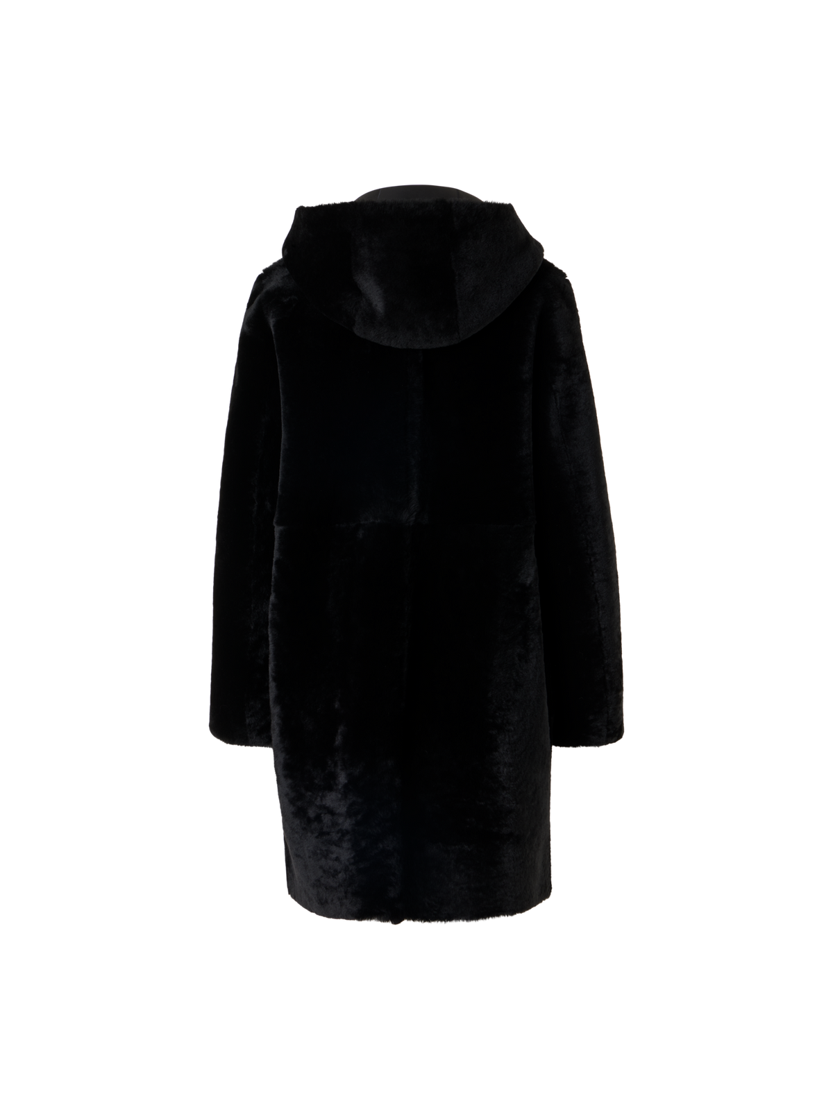 Designer Wendbarer Lamm-Shearling-Mantel mit Kapuze - Schwarz