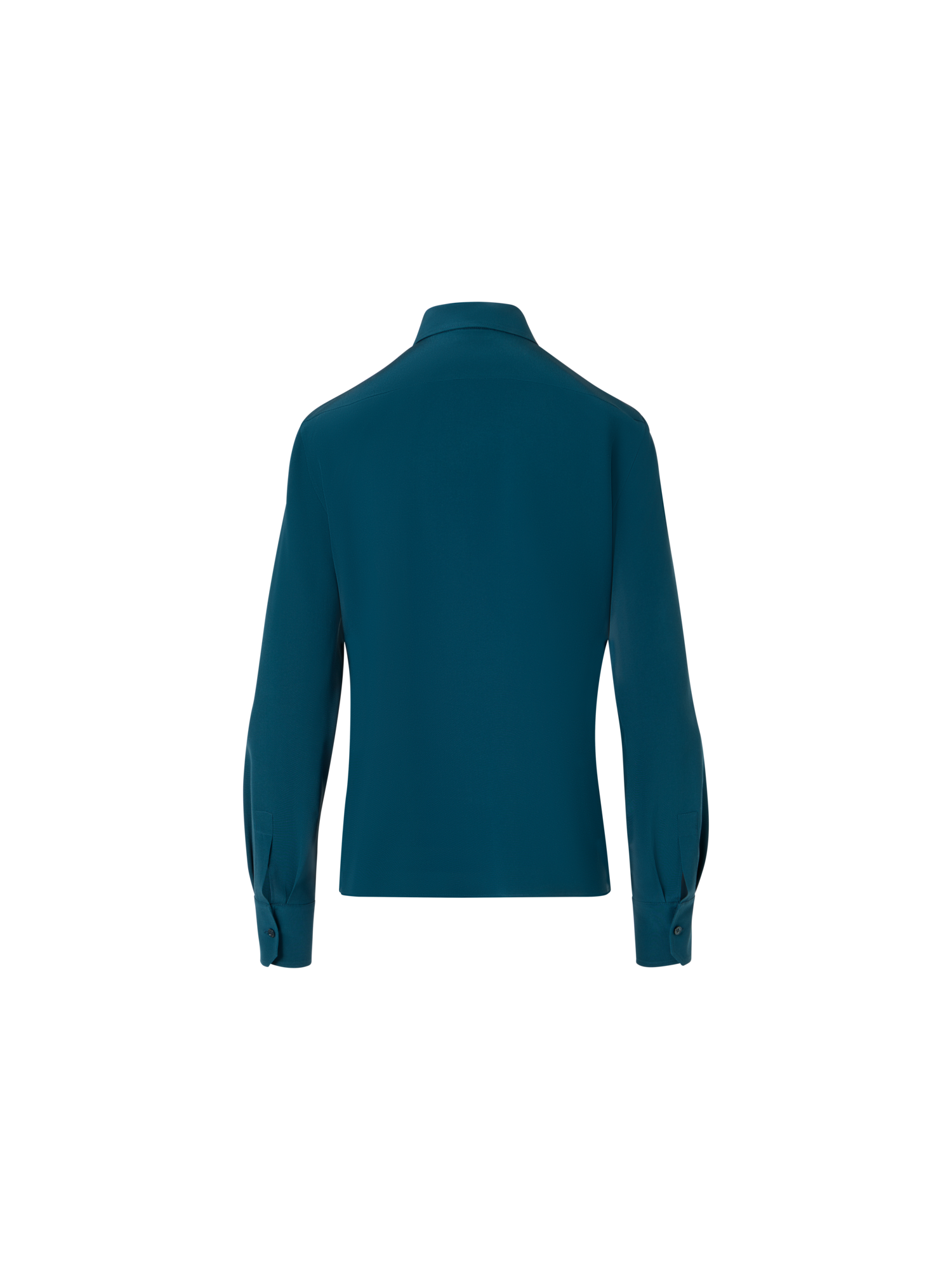Designer Langärmelige Tunikabluse aus Seidenkrepp - Blau