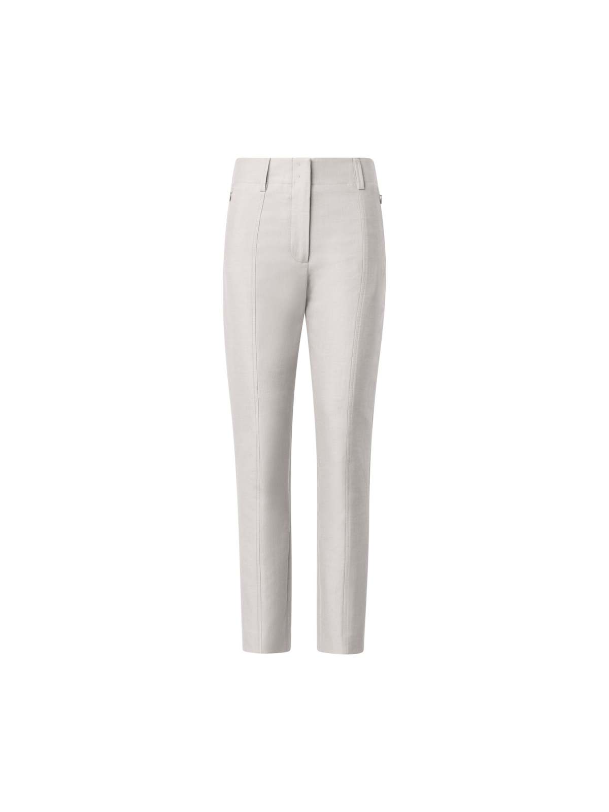 Designer Slim Hose aus Baumwoll-Seiden-Doubleface - Beige - Grau