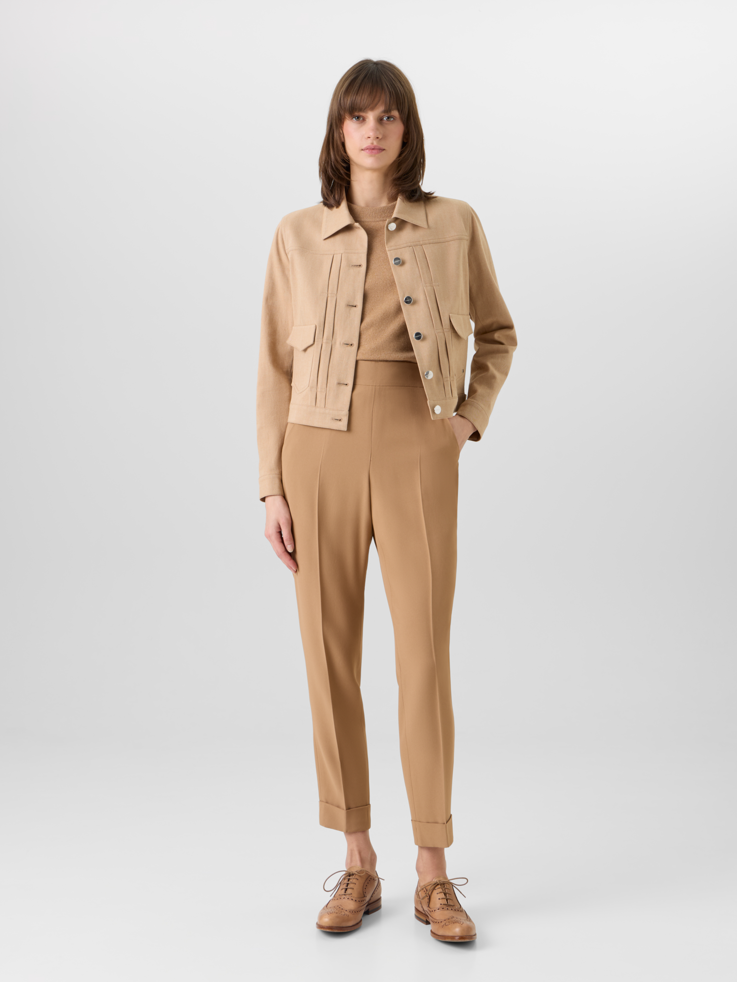 Designer Chris Tapered Hose aus Acetat-Viskose-Krepp - Braun 