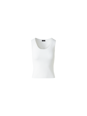 Designer Ärmelloses Top aus Baumwolle und Viskose - Ecru - Weiss