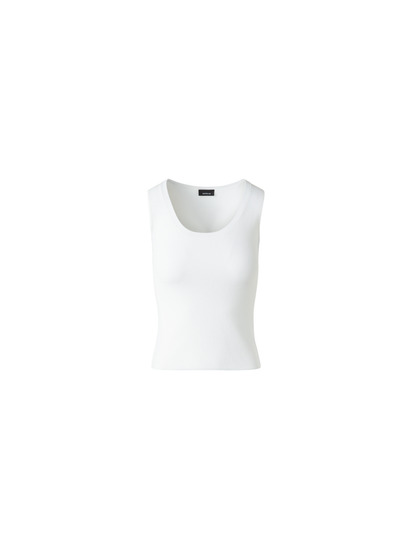 Designer Ärmelloses Top aus Baumwolle und Viskose - Ecru - Weiss