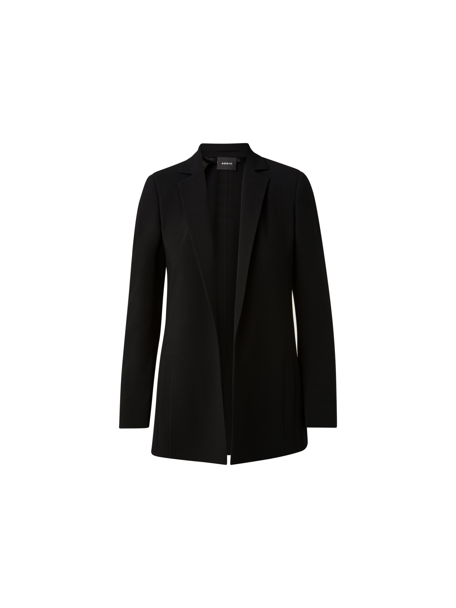 Designer Blazer aus Woll-Doubleface mit langem Revers - Schwarz