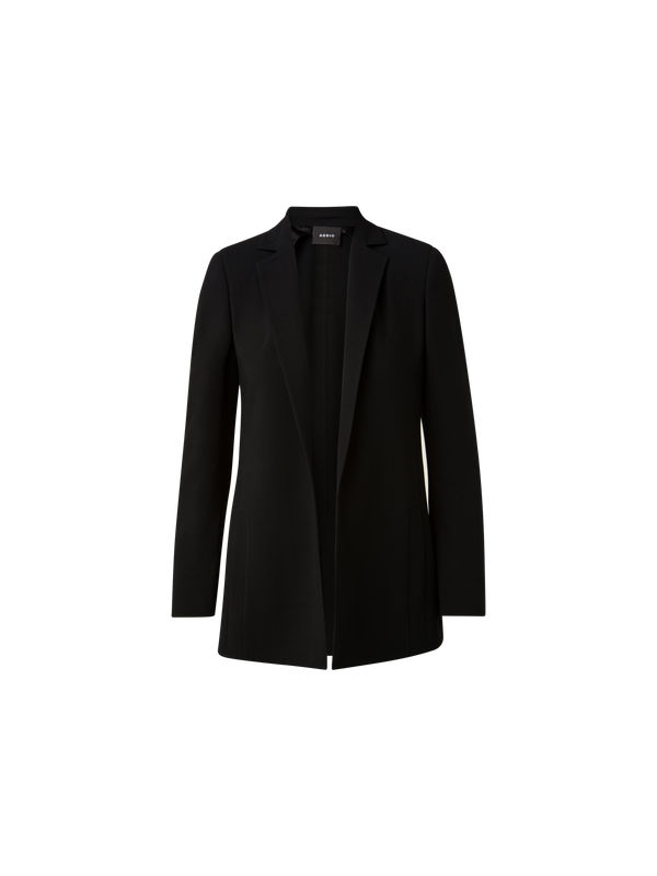 Designer Blazer aus Woll-Doubleface mit langem Revers - Schwarz