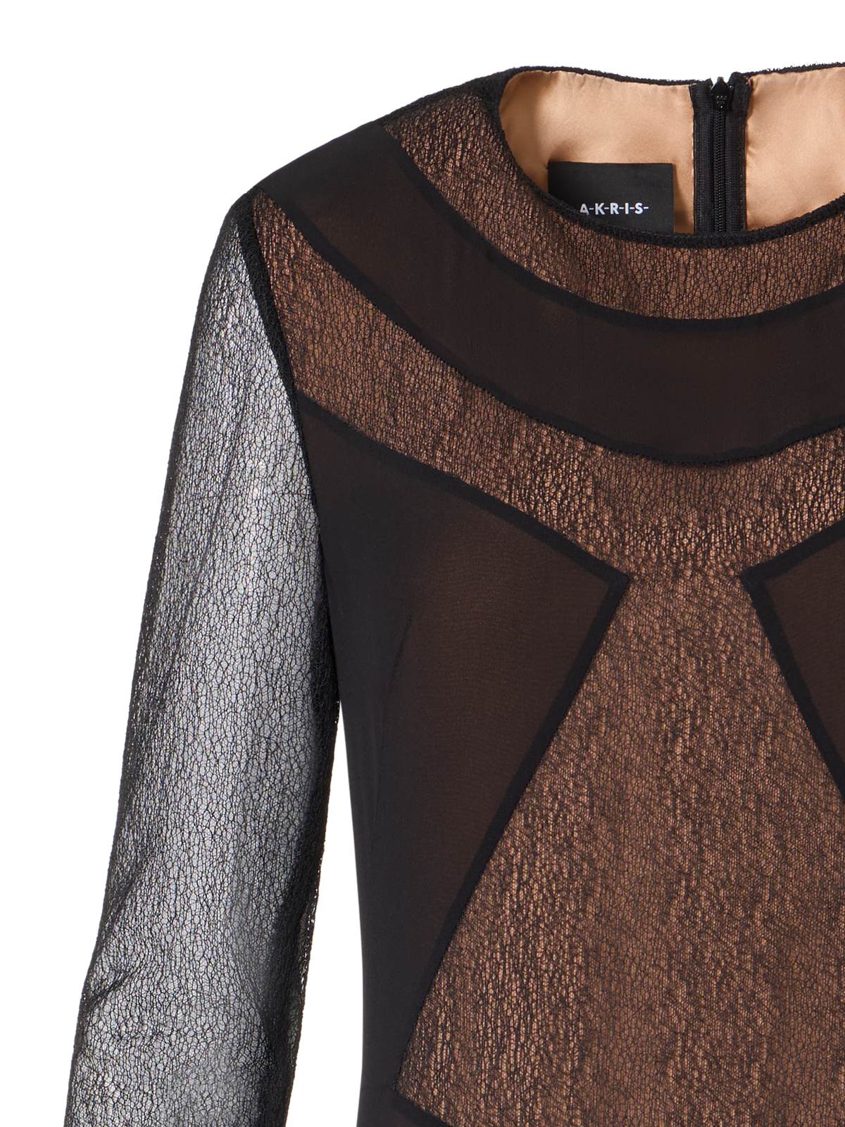 Designer Robe aus besticktem Tüll - Schwarz