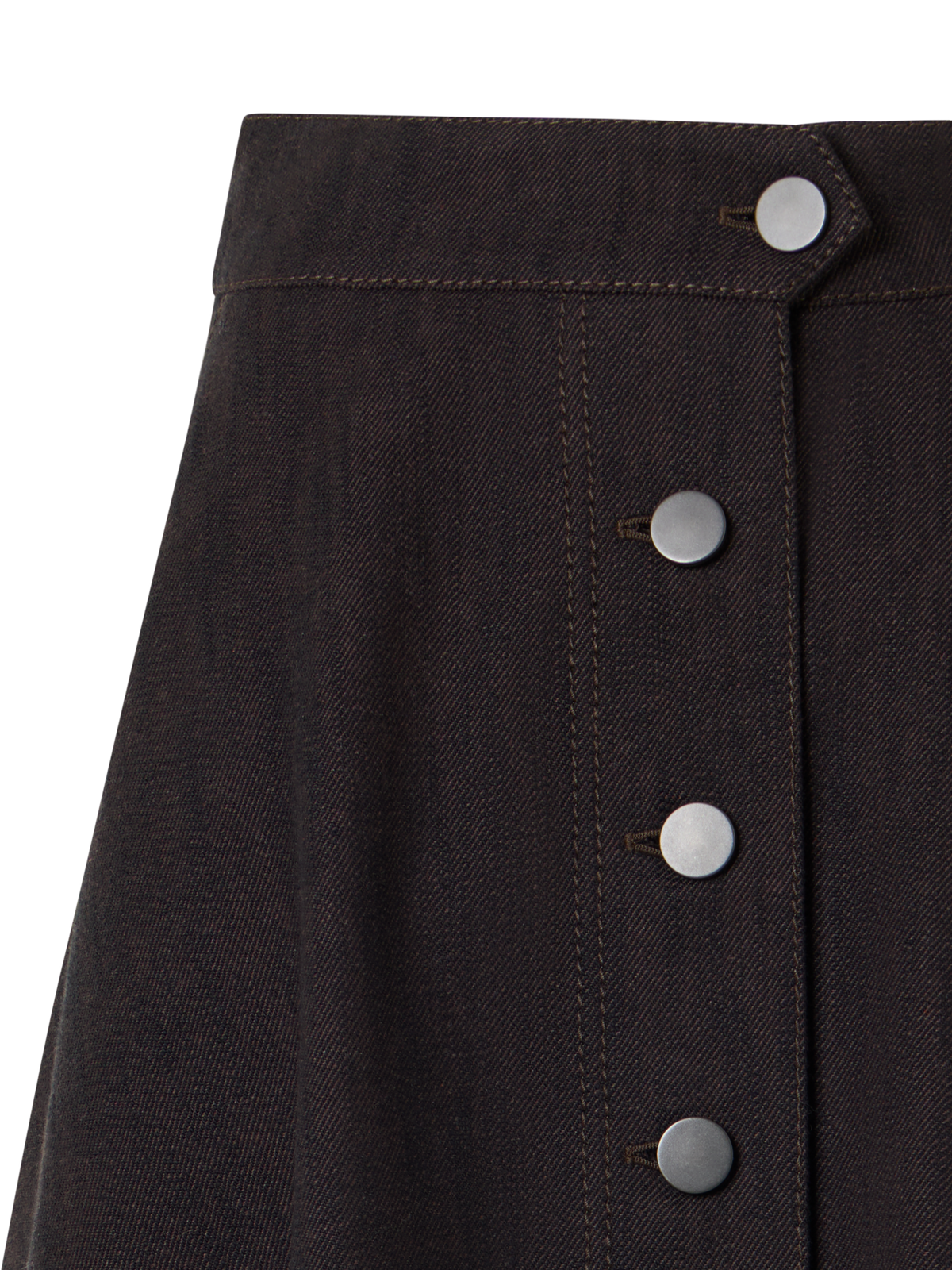 Designer Ausgestellter Midirock aus Winter-Denim - Braun