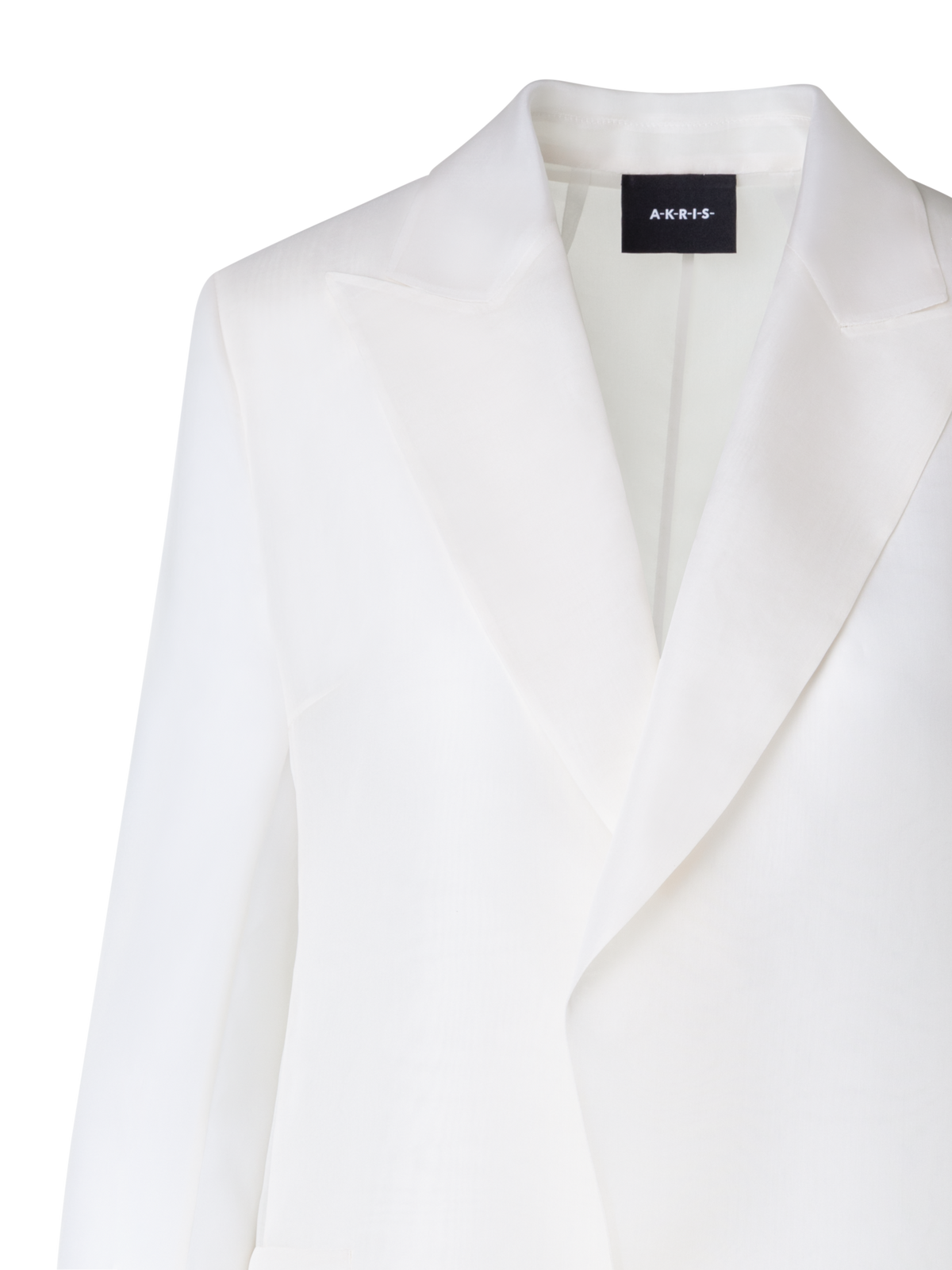 Designer Lange Seidenjacke mit halbdurchsichtigen Ärmeln - Ecru