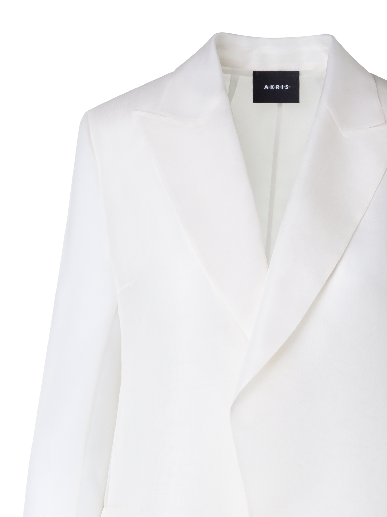 Designer Lange Seidenjacke mit halbdurchsichtigen Ärmeln - Ecru