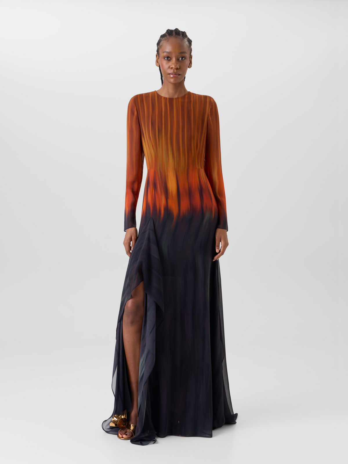 Designer Robe aus Seiden-Crêpe mit Fuego Negro Print - Bunt 