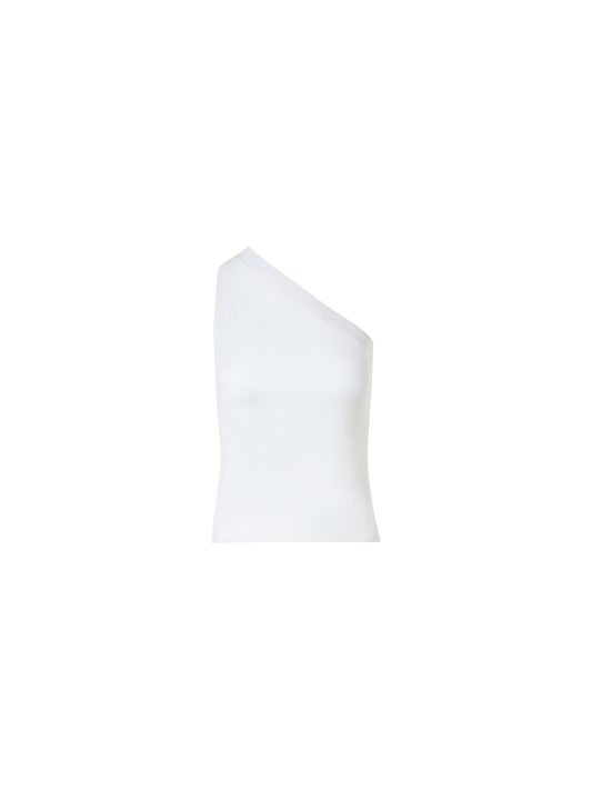 Designer Tailliertes One-Shoulder-Top aus Baumwolljersey - Ecru