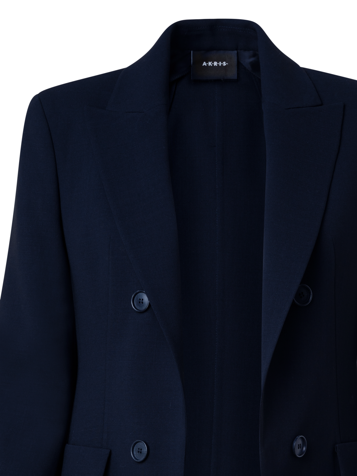 Designer Langer Blazer aus Woll-Doubleface - Dunkelblau - Blau
